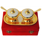 Brass Supari Set With Spoon In 2 Tone Finish - 4 Inch