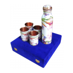 Copper Water Bottle Set With 4 Glass - 1 Ltr