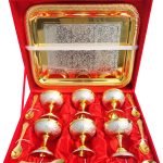 6 Ice Cream Bow Set Of 13 PCs Gold And Silver Finish