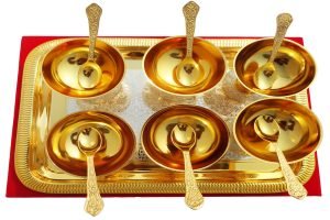 6 Ice Cream Bow Set Of 13 PCs Gold And Silver Finish - Image 3