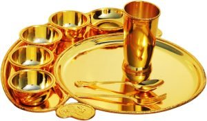 Brass THALI Dinner Set Jumbo|16 INCHES THAL | 8 Pieces (Maharaja)