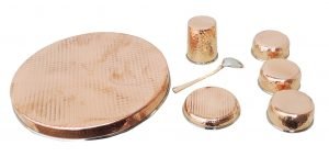 Copper Steel Hand Made Kitchen Plate/thali Dinner Set, Brown, 7 Piece - Image 2