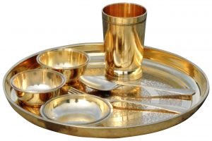 Pure Brass Thali Set 7 PCs- 12.2 Inch
