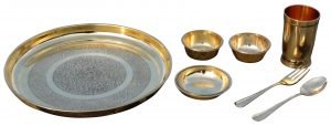 Pure Brass Thali Set 7 PCs- 12.2 Inch - Image 2