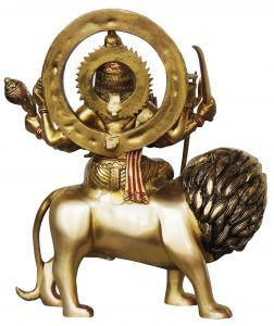 Brass Durga Murti Statue idol with Multicolour Lacquer finish - 11*4*13 inch - Image 2