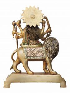 Brass Durga Ji Statue/Murti/Idol With Color Lacquer Finish - 12.5 Inch - Image 3