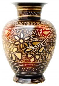 Brass Coloured Flower Vase with handwork - 5.5*5.5*8.5 Inch