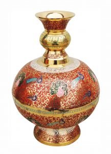Brass Coloured Flower Vase with handwork - 6.5*6.5*9 Inch