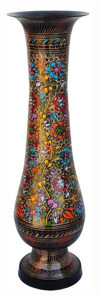 Brass Coloured Flower Vase with handwork - 7*7*24 Inch
