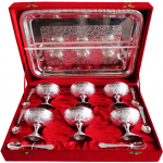 Brass 6 Pcs. Bowl Ice Cream Set With Silver Finish - 3.5 Inch