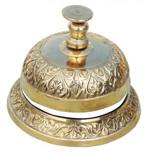 Brass Office Table Bell Embose- 3.5*3.5*3 Inch