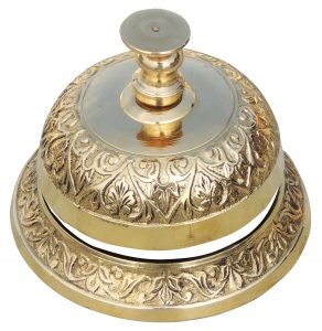Brass Office Table Bell Embose- 3.5*3.5*3 Inch - Image 2