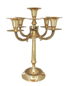 Brass Five Bati Candle Stand - 12 Inch - Image 2