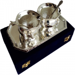 Brass Tie Bowl Set With Silver plating Packed In Velvet Box - 3.5*3.5*2.5 Inch - Image 3