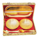 Brass Gold Lacquered Two Bowl And Spoon Set