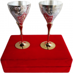 Brass Goblet Set Of 2 PCs In Red Velvet Box