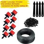 Drip Irrigation Garden Watering Plants KIT Feeder Line Supply 4mm, Drip Emitters, Pin Connectors & Emitter Stacks (50)