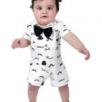 100% Organic Cotton Short Sleeves Half Romper with Bow For Boys