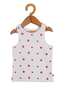 100% Organic Cotton All Over Print Sleeve Less Tank Top and Red Skirt for Baby Girl - Image 2