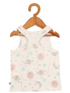 100% Organic Cotton Planet Print Sleeve Less Tank Top and Solid Skirt for Baby Girl - Image 5
