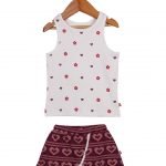 100% Organic Cotton All Over Print Sleeve Less Tank Top and Red Skirt for Baby Girl