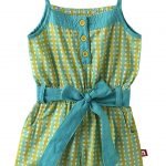 Organic Cotton Multi Colour Checkered Sleeveless Button Closure Jumpsuit / Onepice / Dress For Baby Girls (12-18 Months)