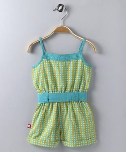 Organic Cotton Multi Colour Checkered Sleeveless Button Closure Jumpsuit / Onepice / Dress For Baby Girls (12-18 Months) - Image 3