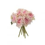 Artificial Polyester and Plastic Rose Bouquet (13 cm x 10 cm x 26 cm, Light/Pink)