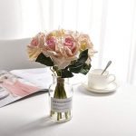 Artificial Polyester and Plastic Rose Bouquet (13 cm x 10 cm x 26 cm, Light/Pink) - Image 3
