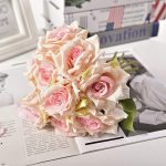Artificial Polyester and Plastic Rose Bouquet (13 cm x 10 cm x 26 cm, Light/Pink) - Image 6