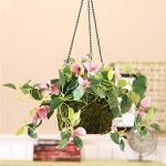 Decorative Polyester Artificial Bougainvillea Plant with Hanging Basket