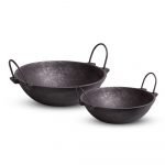 Pre-Seasoned Cast Iron Cookware Set, Kadai/Kadhai Combo - (Diameter-20 cm, 24.8 cm, Black)