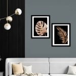 Golden Leaf Wall Decor Paintings for Home Office Living Room - Modern Art Nature Wall Paintings with Frame - Framed Wall Art Paintings ( 11 inch x 14 inch, Framed ) Set of 2 - Image 6