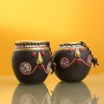 Warli Hand-Painted Tribal Pot Faces Living Room & Home Decorative Terracotta Pots Showpiece Flower Pots