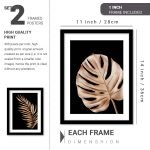 Golden Leaf Wall Decor Paintings for Home Office Living Room - Modern Art Nature Wall Paintings with Frame - Framed Wall Art Paintings ( 11 inch x 14 inch, Framed ) Set of 2 - Image 7
