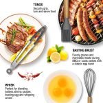 Silicone Heat Resistant Wooden Handle Spoons Kitchen Utensils Set with Holder Spatulas Turner Tongs Whisk Appliances for Cooking -18 PCS - Image 2