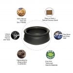 Set of 3 Clay Pots for Cooking on Gas with Mangowood Lid (Black Color, Unglazed, 1.5/ 2.5/ 3.5 L) (Wooden Spatula, Stand, Natural Scrub) - Image 5