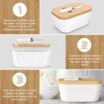 Butter Dishes Ceramic, A Large Porcelain Butter Keeper with Bamboo Lid and Steel Knife Butter Dish with Wooden Top Cover - Image 8