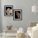 Golden Leaf Wall Decor Paintings for Home Office Living Room - Modern Art Nature Wall Paintings with Frame - Framed Wall Art Paintings ( 11 inch x 14 inch, Framed ) Set of 2 - Image 8