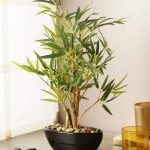 Artificial Bamboo Bonsai Plant in a Ceramic Pot for Home and Office Decor (199 Leafs, 38 cm Tall, Mixed Material, Green)