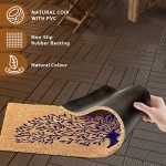 Natural Coco Coir Beige and Blue Tree Printed Anti-Slip Doormat Long-Lasting, Heavy Duty, Large & Thick Entryway Rug with PVC Backing for Indoor, Outdoor, Patio, Home and Office (120 x 1.5 x 40cm) - Image 2