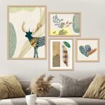 Premium Wall Decor Paintings with Frame for Home Decoration - Paintings for Living Room KOT67 ( 33 inch x 20 inch, Multicolor ) Set of 4