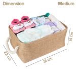 Cotton Eco-Friendly Foldable Storage Basket Bins Organizer (Brown) - Pack of 3 - Image 6
