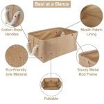 Cotton Eco-Friendly Foldable Storage Basket Bins Organizer (Brown) - Pack of 3 - Image 4