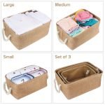 Cotton Eco-Friendly Foldable Storage Basket Bins Organizer (Brown) - Pack of 3 - Image 5
