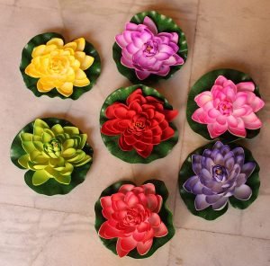 Artificial Floating Lotus Flowers for Home Decoration and Fish Tank 18 cm in Diameter (Multi-Pack of-9) - Image 3