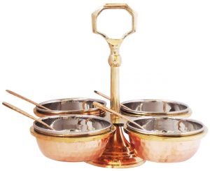 Copper steel brass pickel achar holder bowl with spoon - 7.5*7.5*7 inch - Image 2