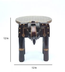 Wooden Metal Polish Decorative Rajastani Hand Polish Elephant Stool | Rajasthani Home Decor Handicrafts | Home Decorative Items in Living Room, Bedroom, Office | (12 inch) - Image 2