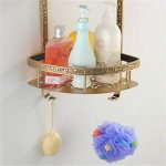 Antique Aluminum Double Tier Corner Antique Finish Bathroom Kitchen Shelf - Image 5