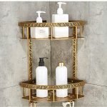 Antique Aluminum Double Tier Corner Antique Finish Bathroom Kitchen Shelf